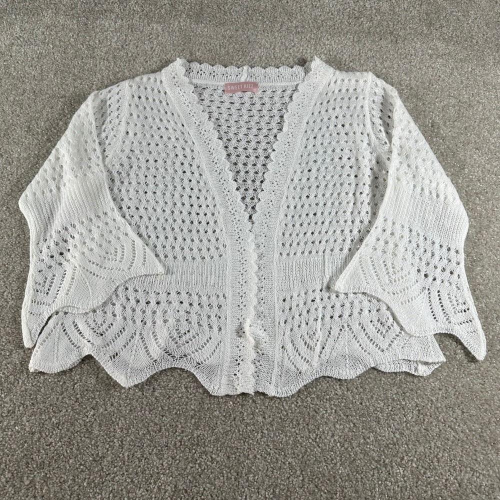 Boho Sweet Kizz White Crochet Cardigan Bell Sleeve Fairy Cottage Festival sz 1X